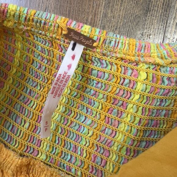 FREE PEOPLE "Opposites Attract" Yellow Stripped Dress ANTHROPOLOGIE Sz Small - Picture 7 of 7